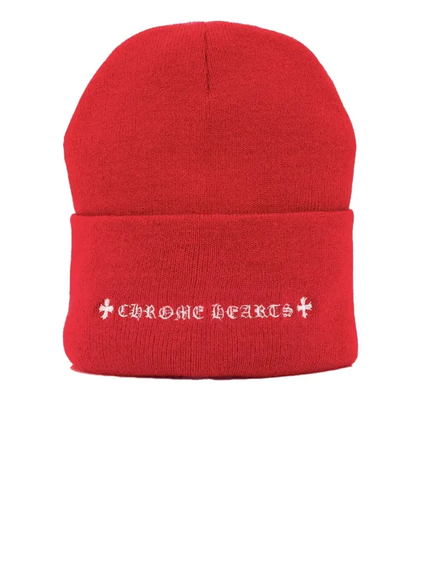 Chrome Hearts Ribbed Beanie Hat | Red | FARFETCH
