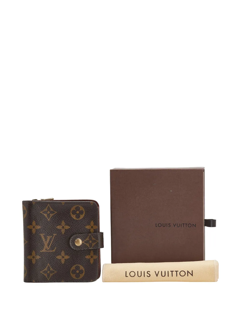 Pre-owned Louis Vuitton 2004 Monogram Bifold Compact Wallet Small Wallets In Brown