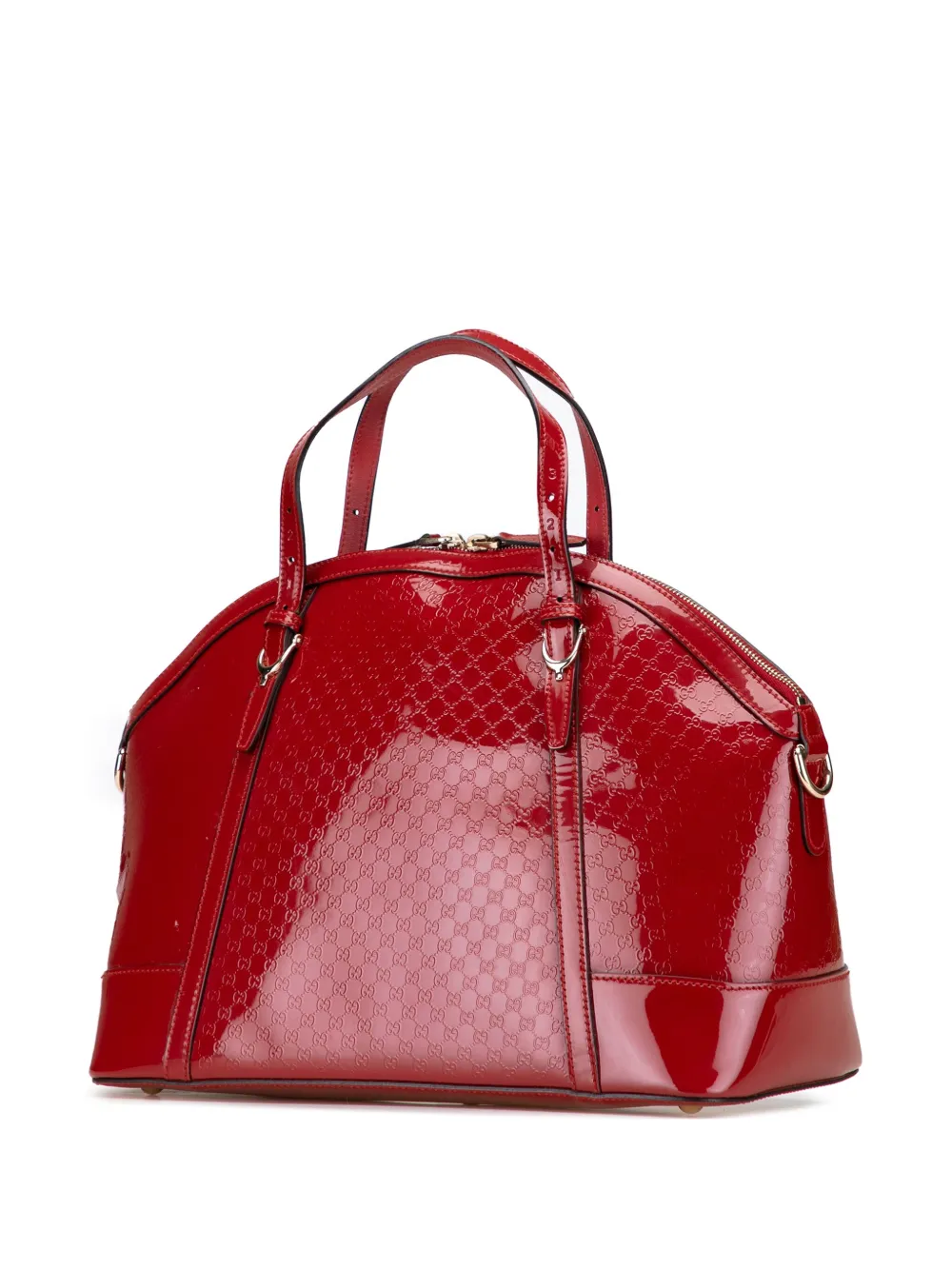 Pre-owned Gucci 2000-2015 Large Microssima Patent Nice Dome Satchel In Red