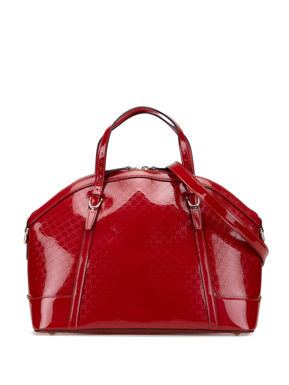 Gucci Pre-Owned 2000-2015 ラージ マイクログッチシマ パテント ニース ドーム サッチェルバッグ - レッド