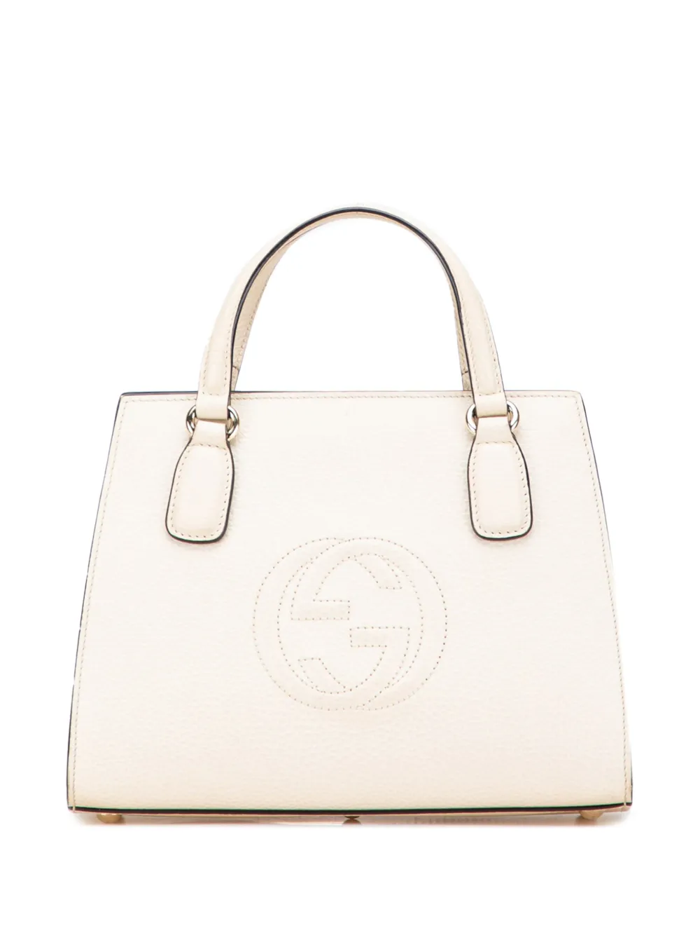 Pre-owned Gucci 2016-2025 Medium Dollar Calf Soho Top Handle Convertible Tote Satchel In White