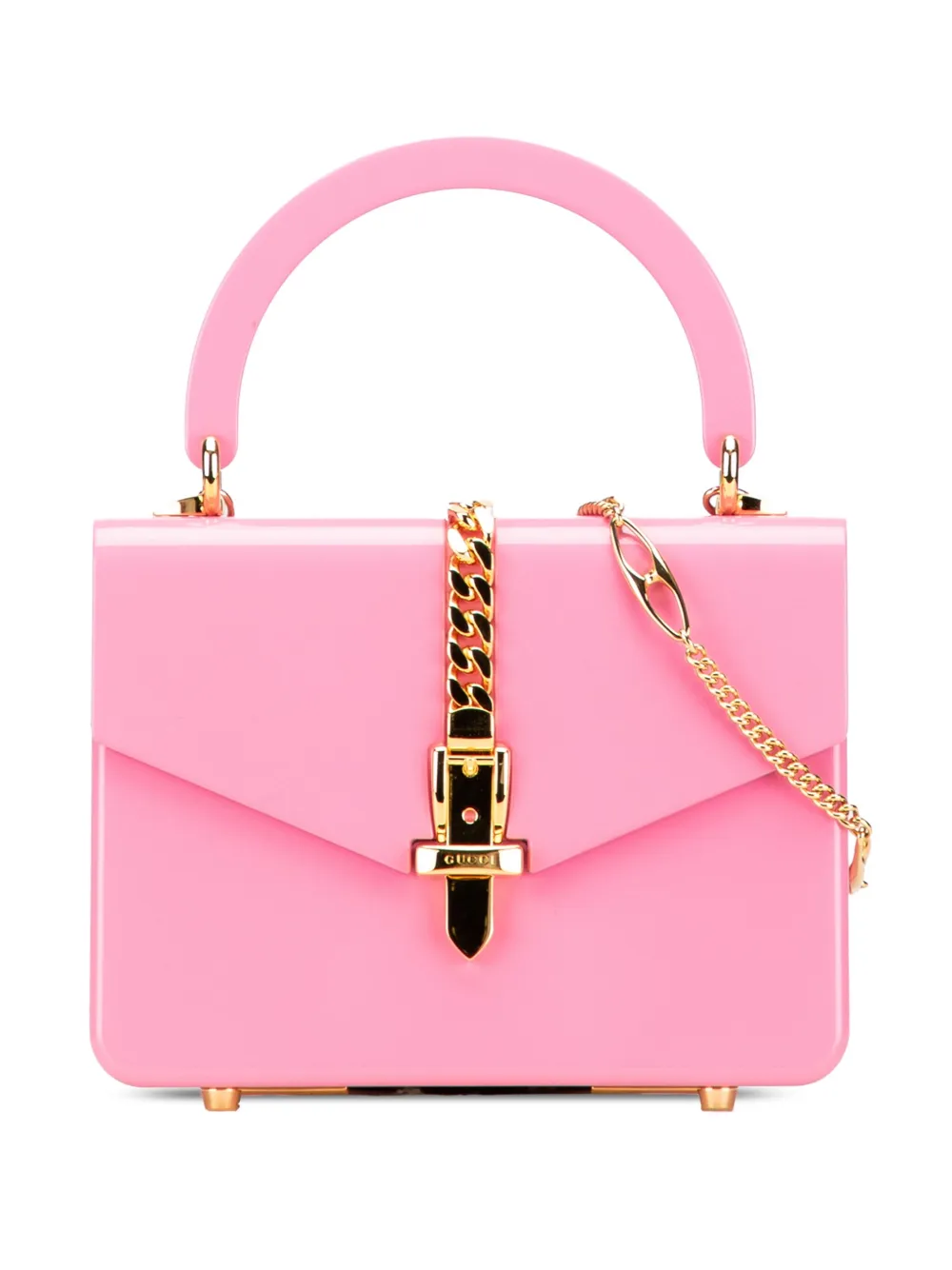 Gucci Pre-Owned 2016-2025 ミニ アクリル シルヴィ 1969 トップハンドル サッチェルバッグ - ピンク Gucci Pre-Owned 2016-2025 ミニ アクリル シルヴィ 1969 トップハンドル サッチェルバッグ - ピンク