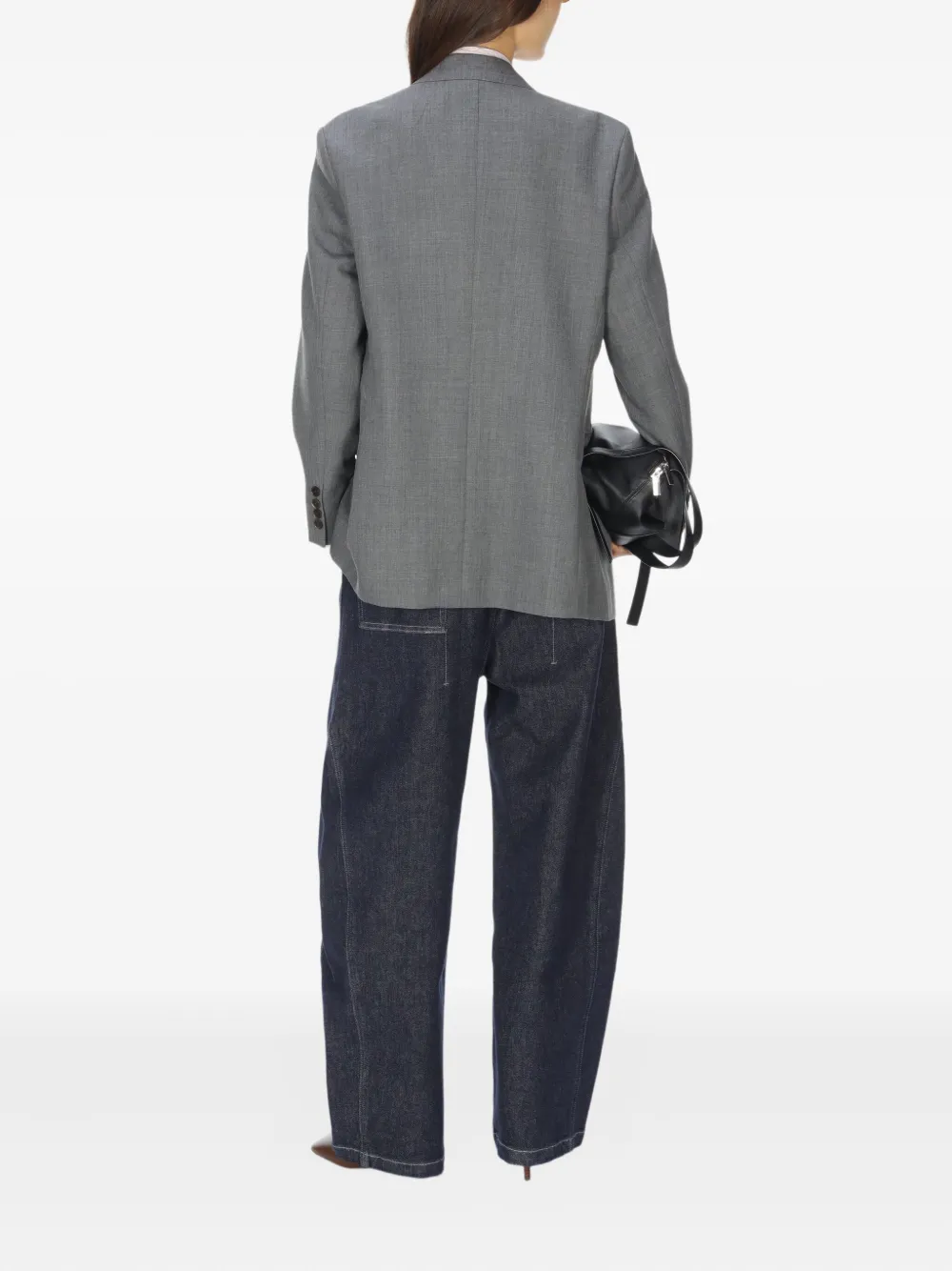 Auralee Double-breasted Blazer In Gray