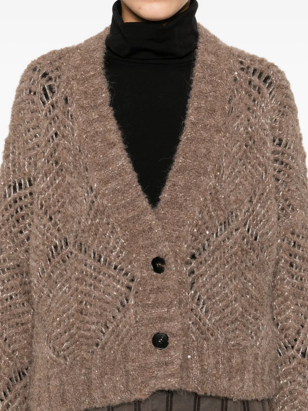 Antonelli Button-up V-neck Cardigan In Brown