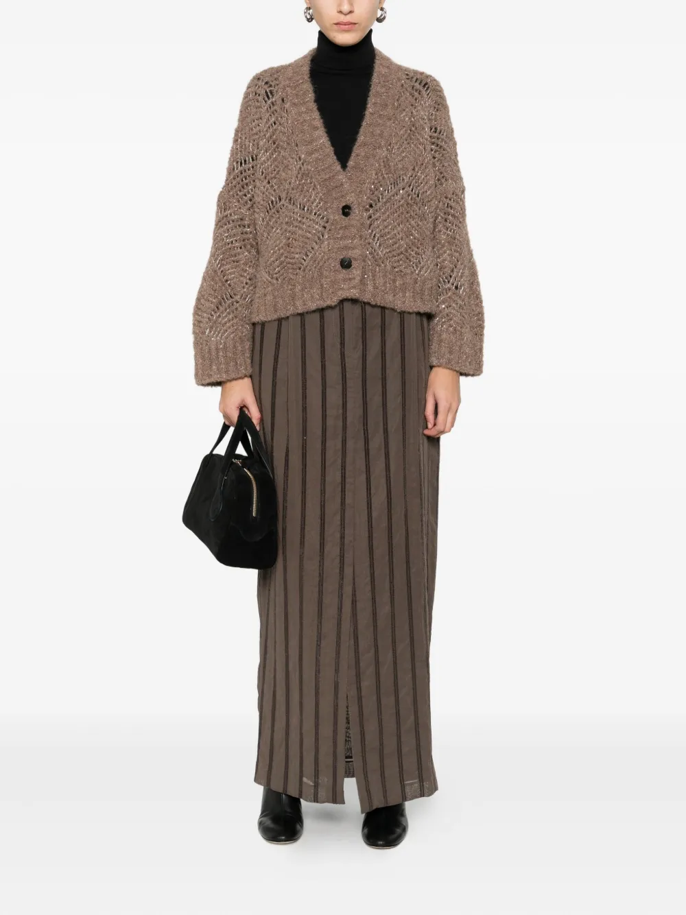 Antonelli Button-up V-neck Cardigan In Brown