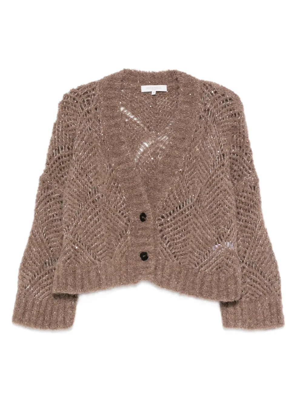 Antonelli Button-up V-neck Cardigan In Brown