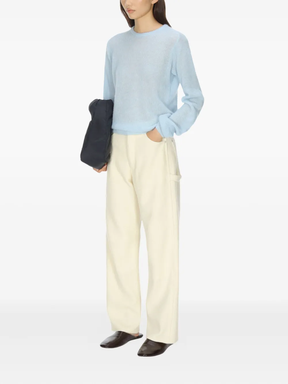 Auralee Gebreide top van alpacawolblend Blauw