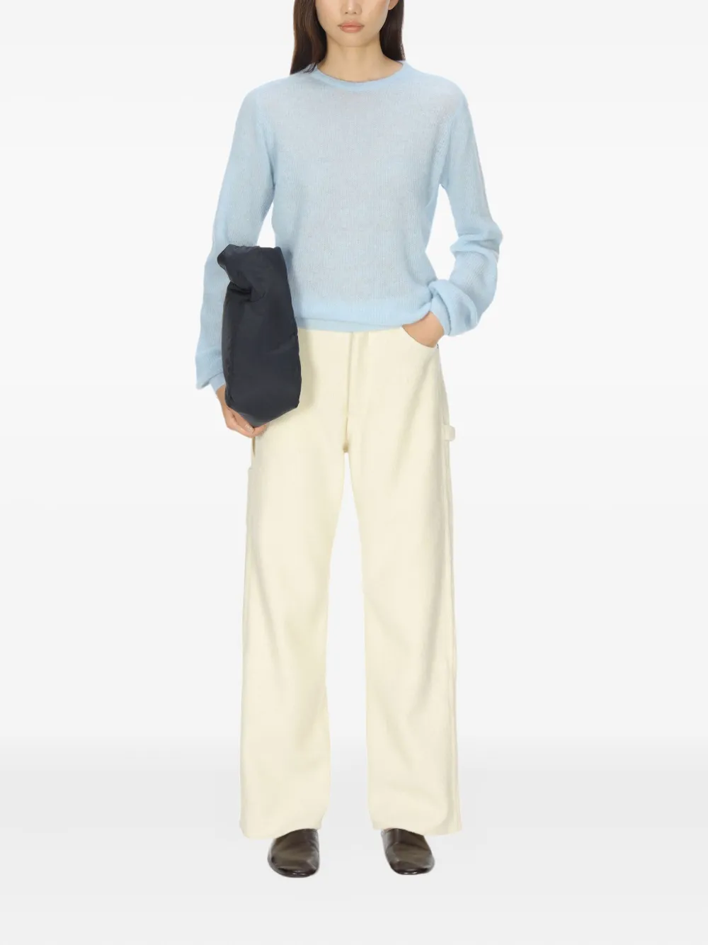 Auralee Gebreide top van alpacawolblend Blauw