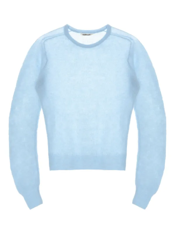Auralee Alpaca Wool Blend Knitted Top in Blue
