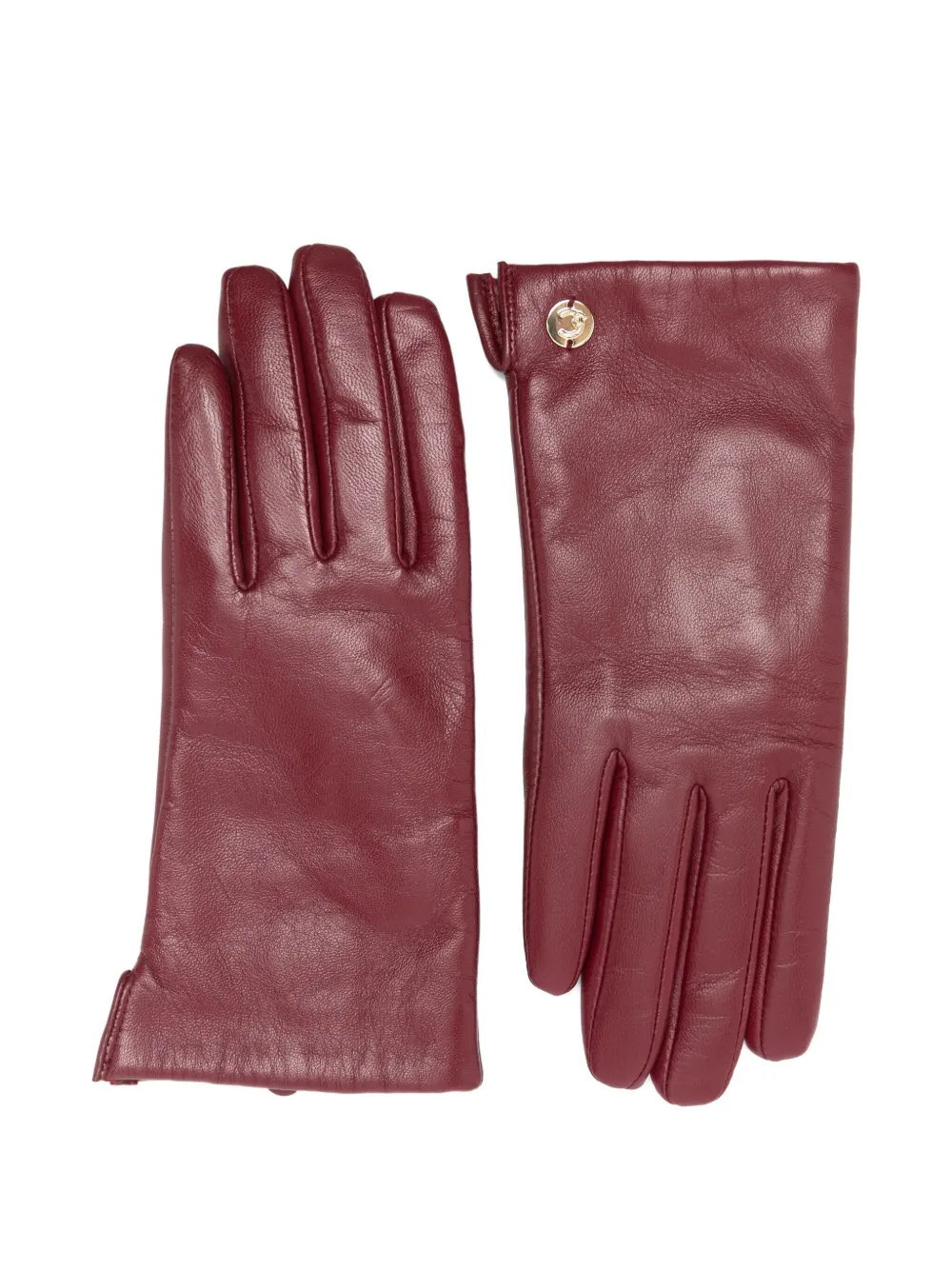 Coccinelle Button-detail Leather Gloves In Red