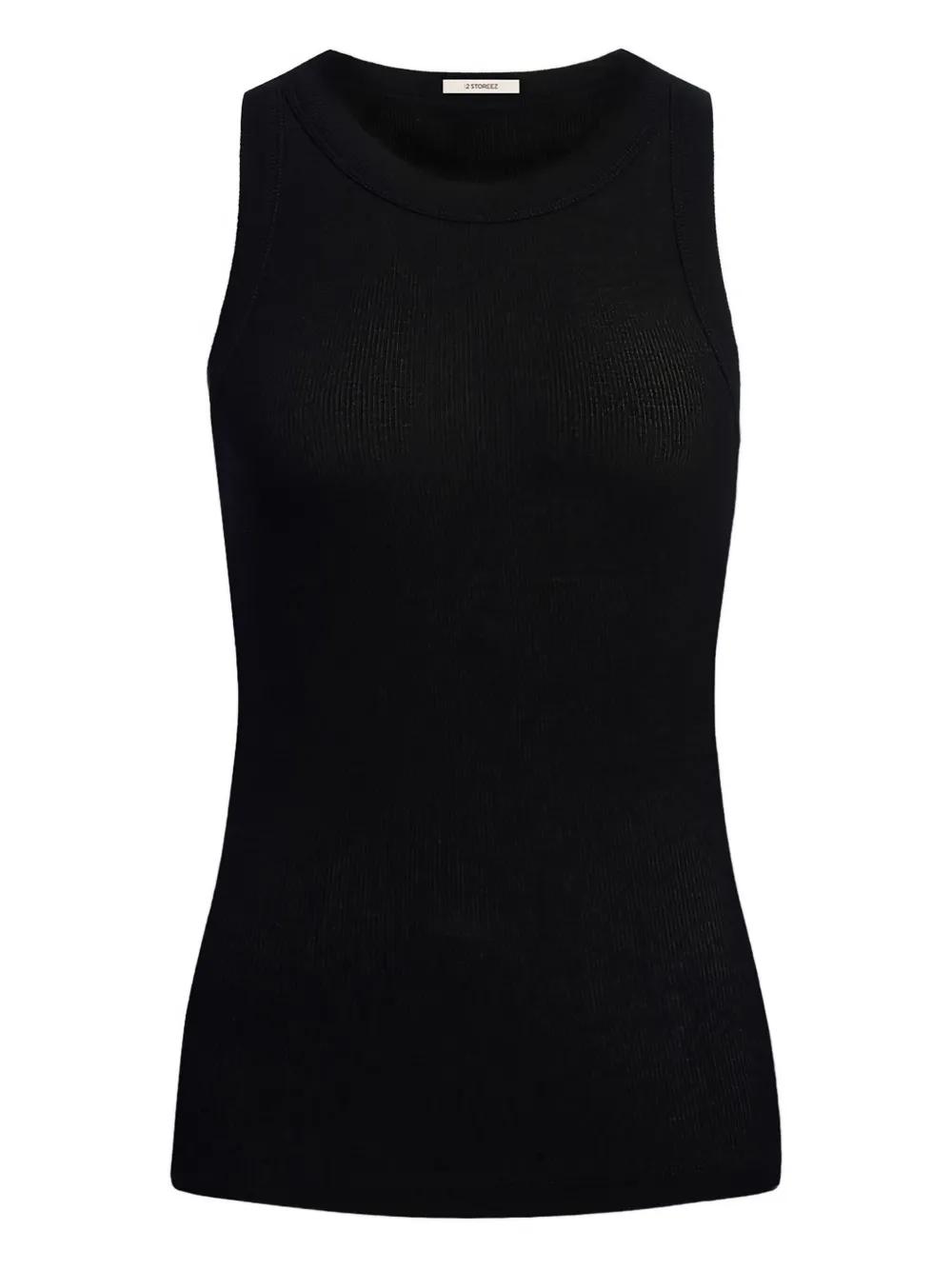 12 Storeez Ribbed Tank Top In Black