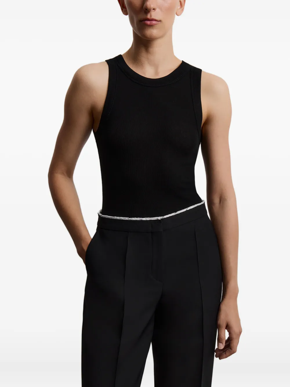 12 STOREEZ Geribbelde tanktop Zwart