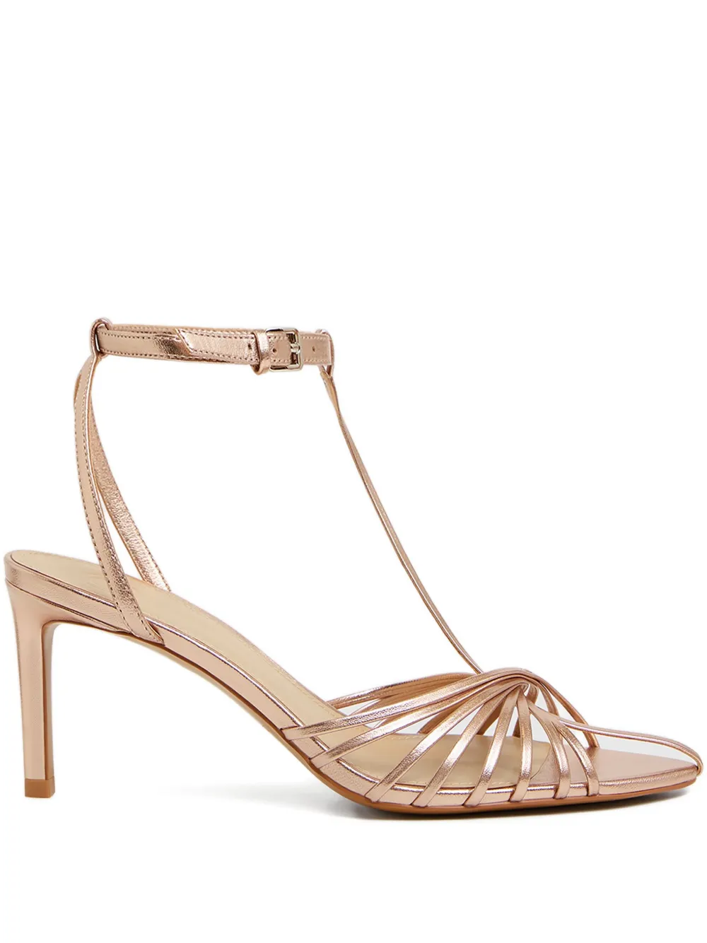 12 STOREEZ 70 mm metallic leren sandalen Beige