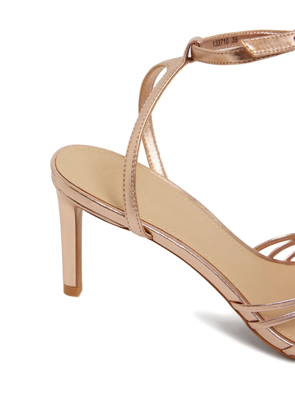 12 STOREEZ 70 mm metallic leren sandalen Beige