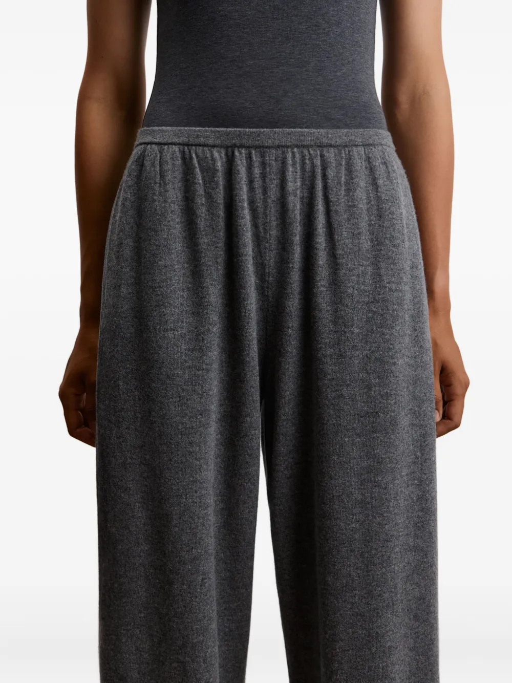 12 Storeez Mélange Knitted Trousers In Gray