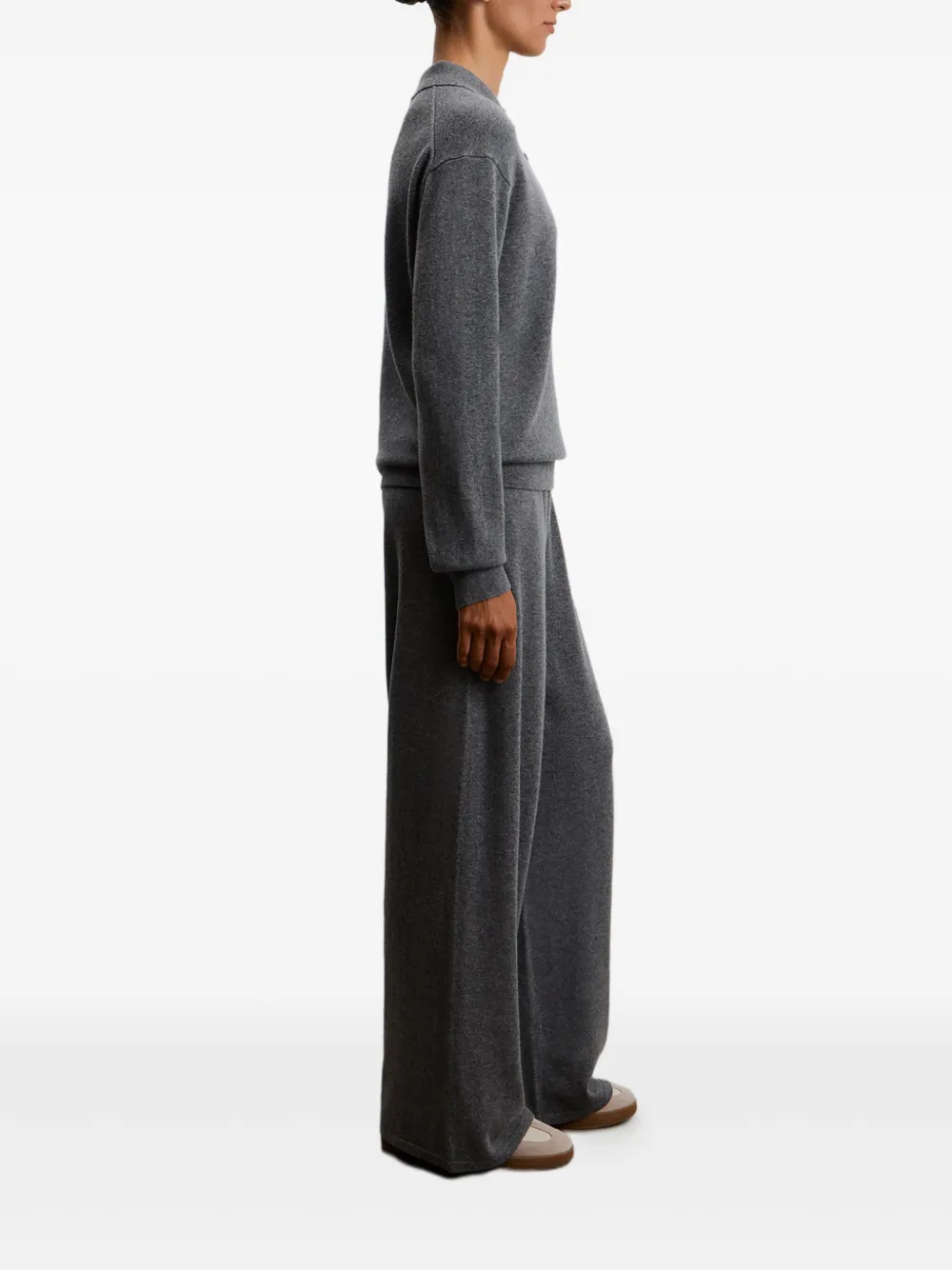 12 Storeez Mélange Knitted Trousers In Gray