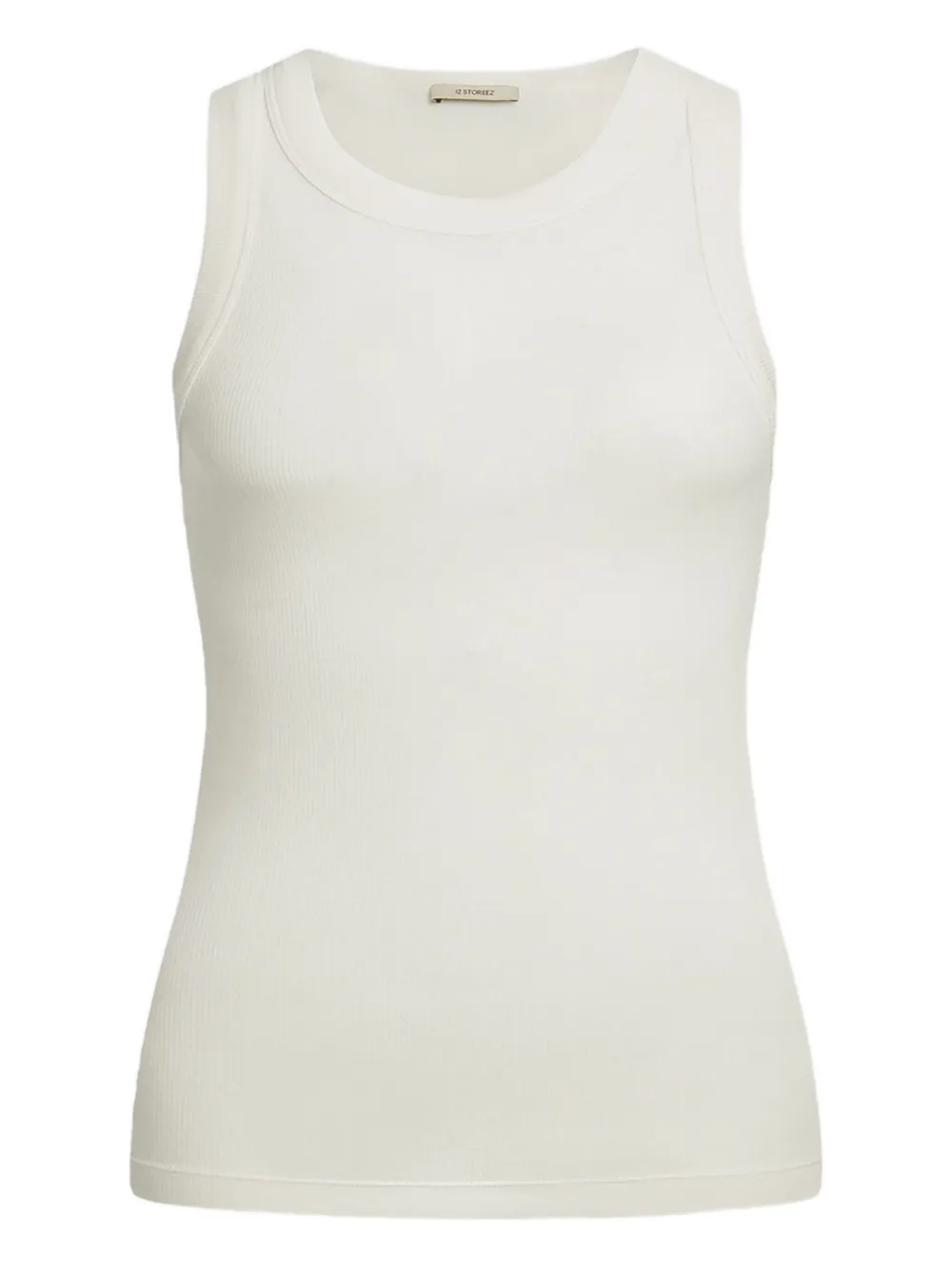12 Storeez Ribbed Tank Top In White
