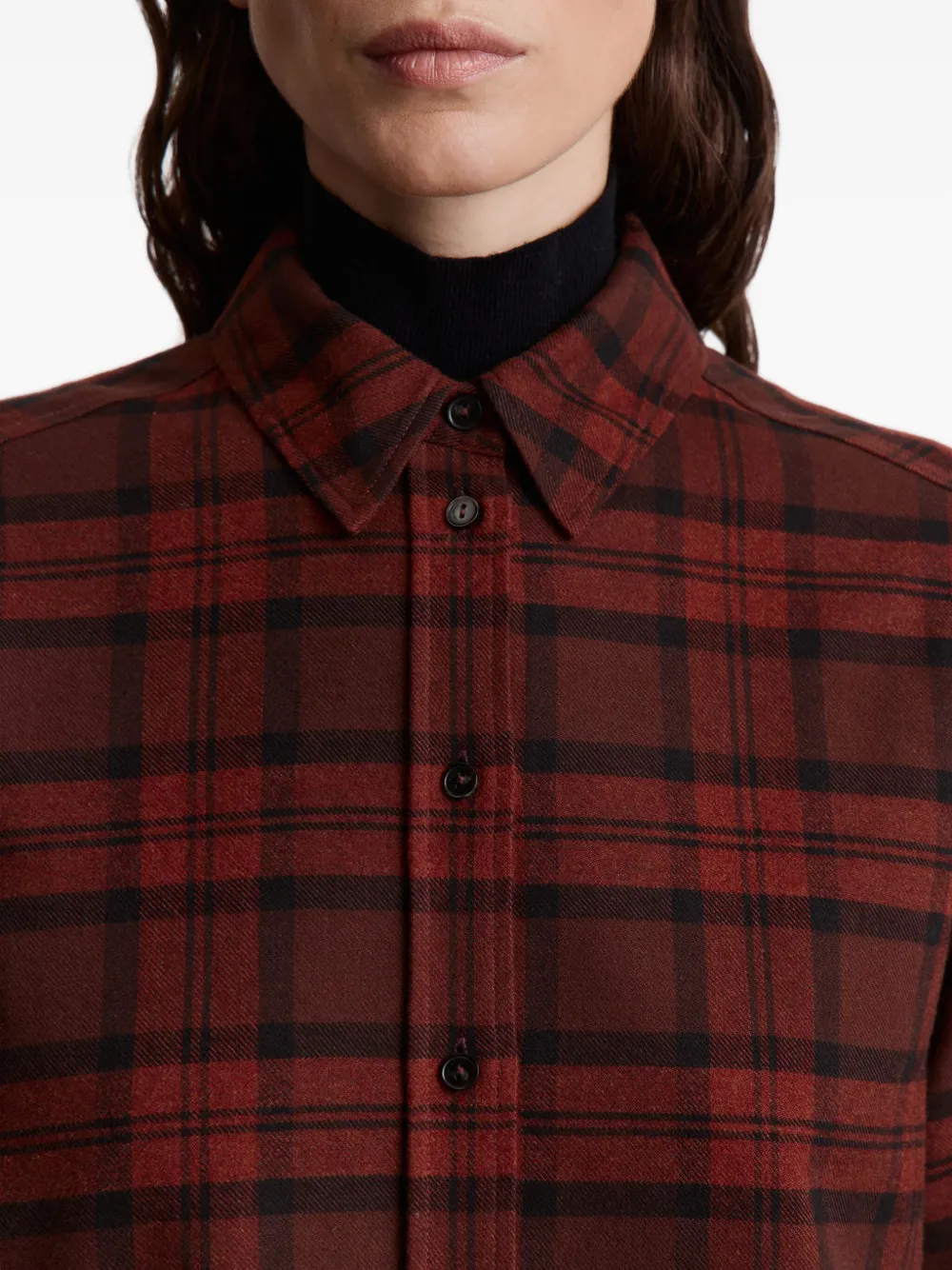 12 STOREEZ Geruit katoenen blouse Bruin