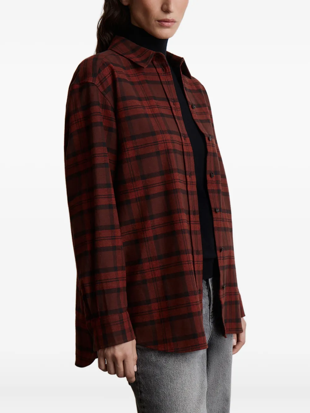 12 STOREEZ Geruit katoenen blouse Bruin