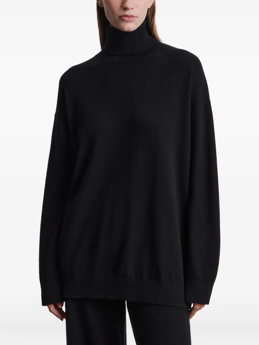 12 Storeez Turtleneck Knitted Sweater In Black