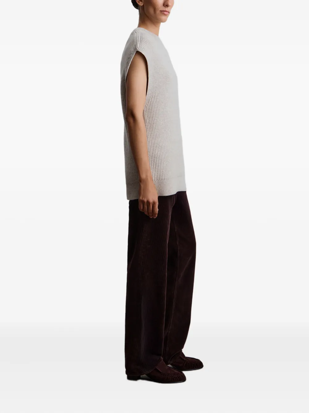 12 Storeez Ribbed Wool Vest In Gray
