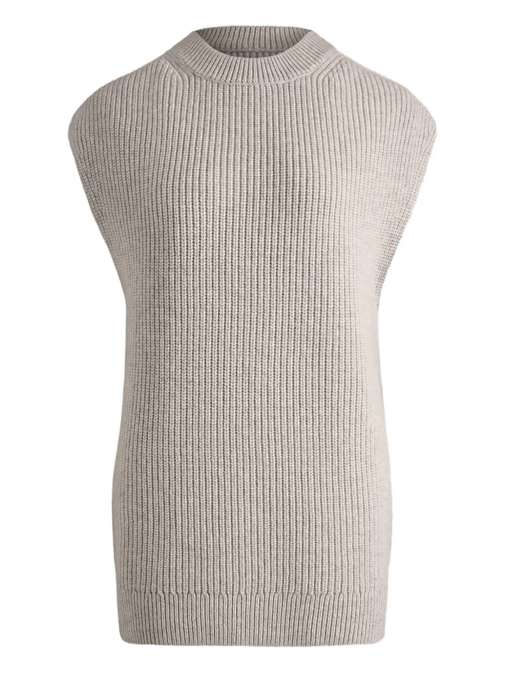 12 Storeez Ribbed Wool Vest In Gray