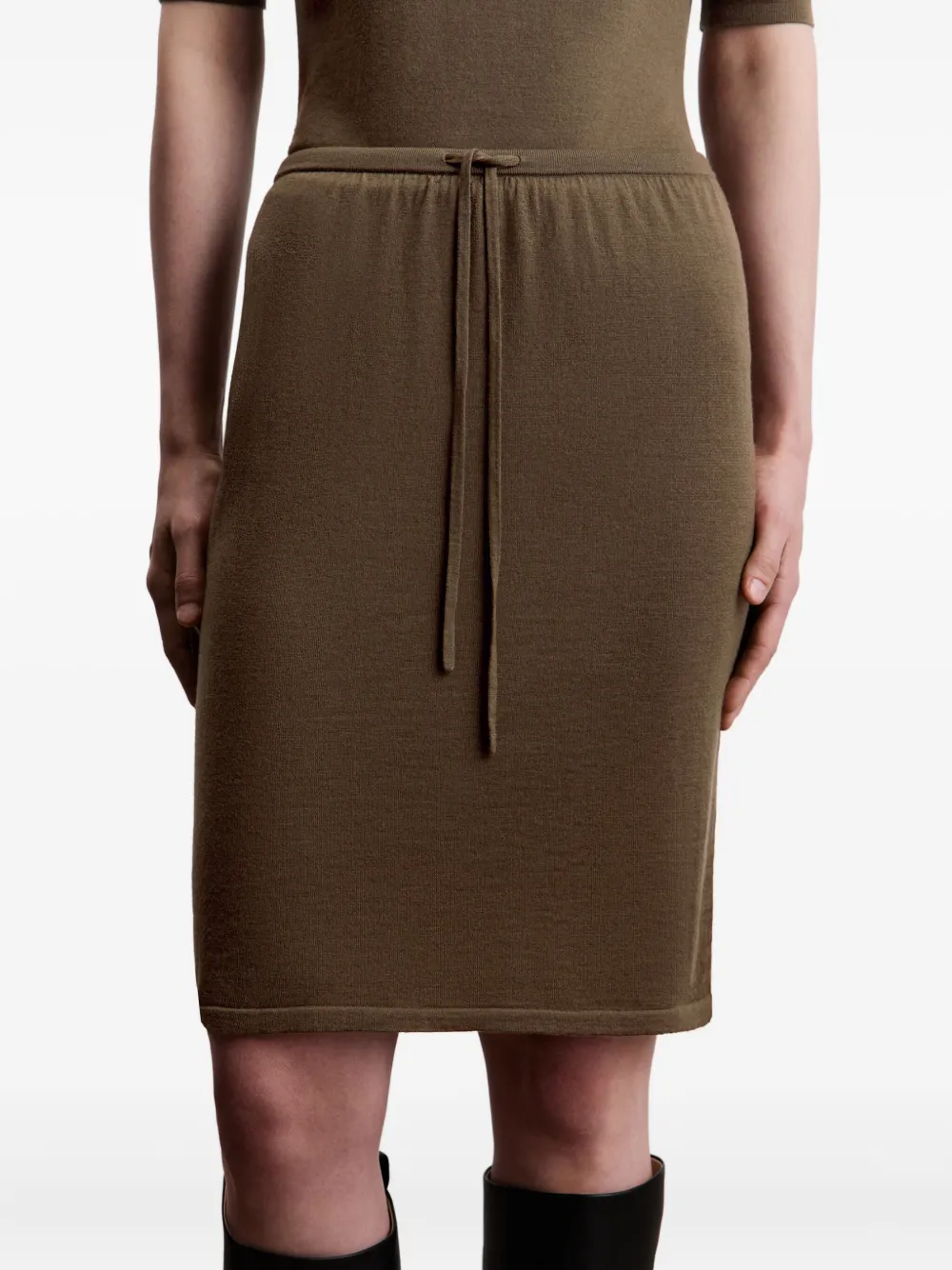 12 Storeez Drawstring Merino Skirt In Brown