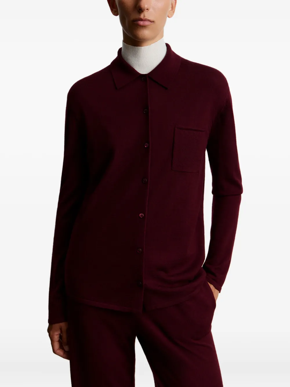 12 Storeez Buttoned-up Knitted Shirt In Red