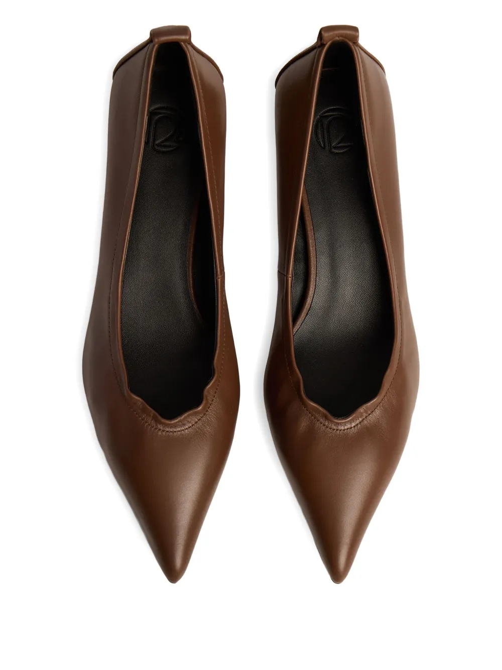 12 STOREEZ 45 mm leren pumps met puntige neus Bruin