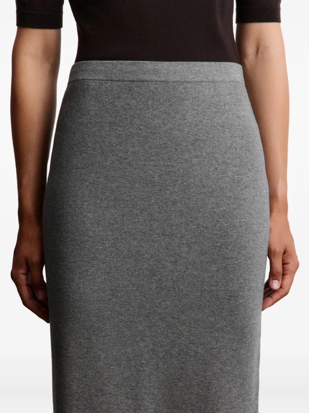 12 STOREEZ Gebreide midi-rok Grijs