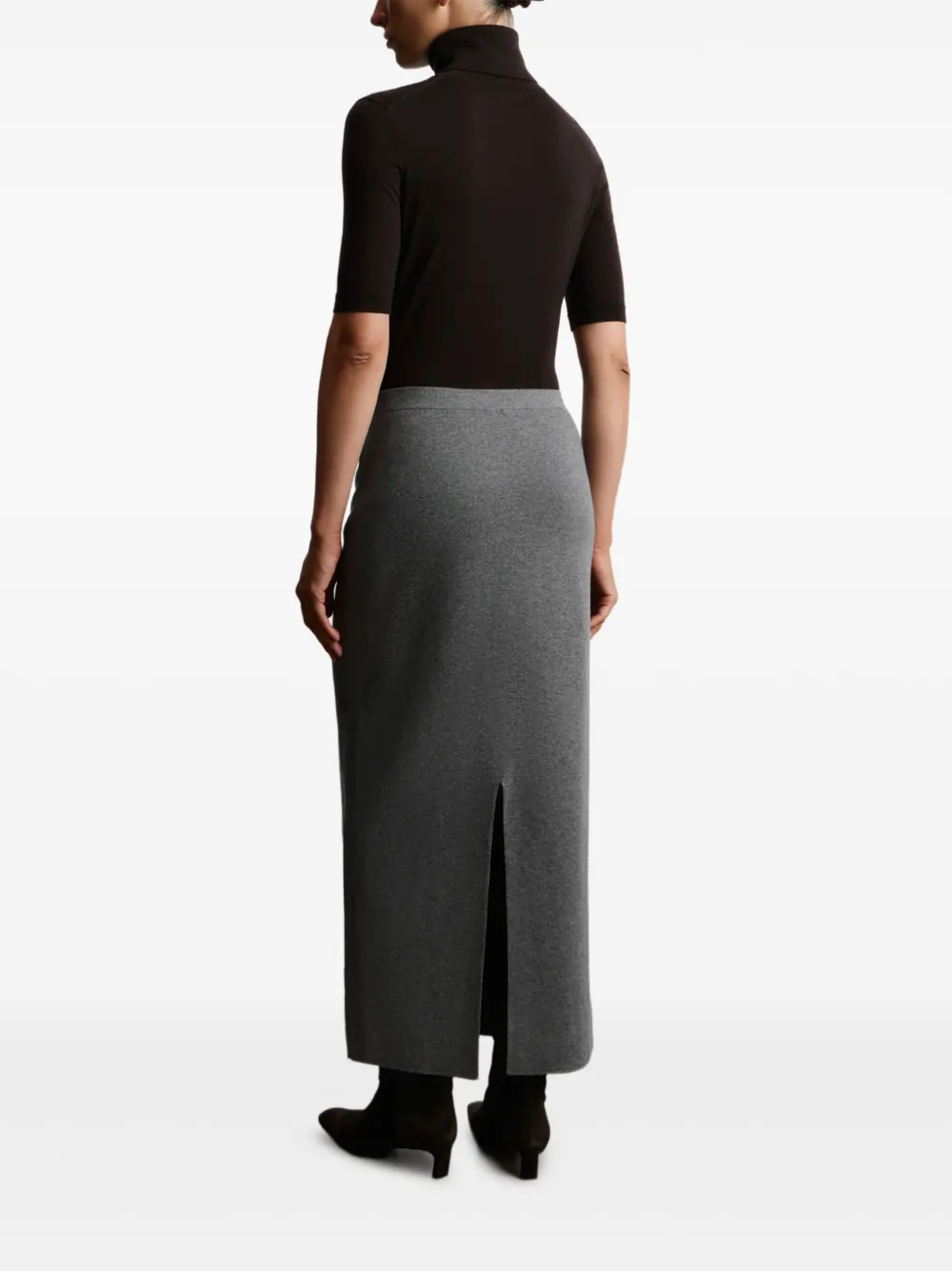 12 STOREEZ Gebreide midi-rok Grijs
