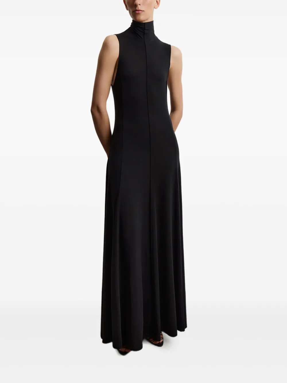 12 STOREEZ Maxi-jurk met hoge hals - Zwart