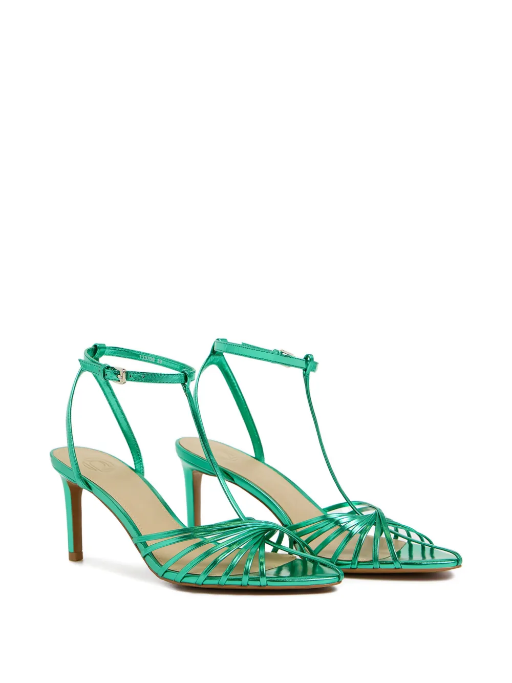 12 Storeez 70mm Metallic-leather Sandals In Green