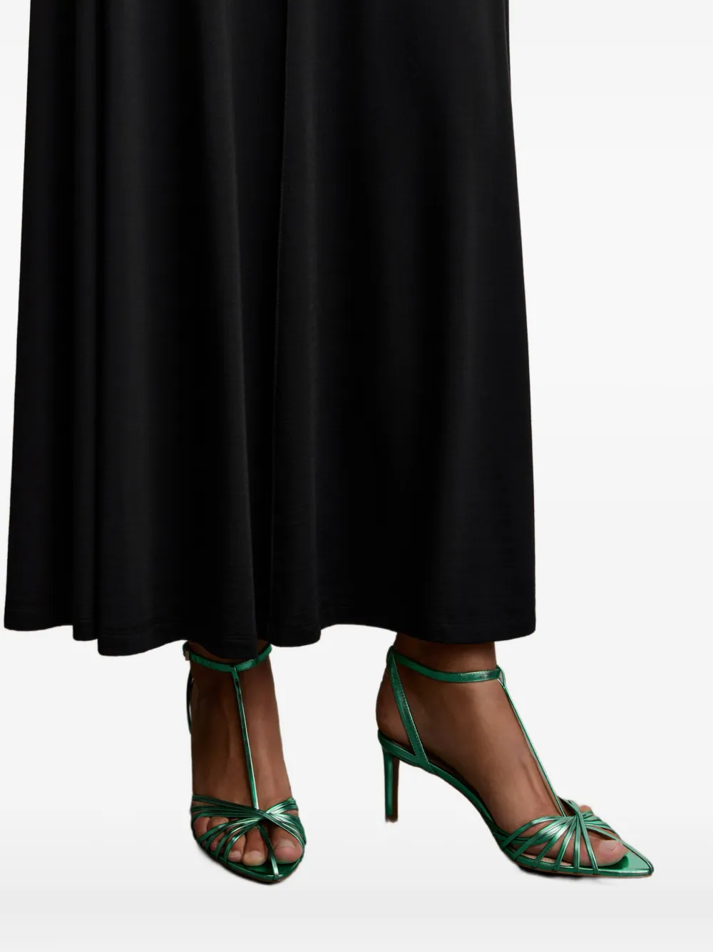 12 Storeez 70mm Metallic-leather Sandals In Green