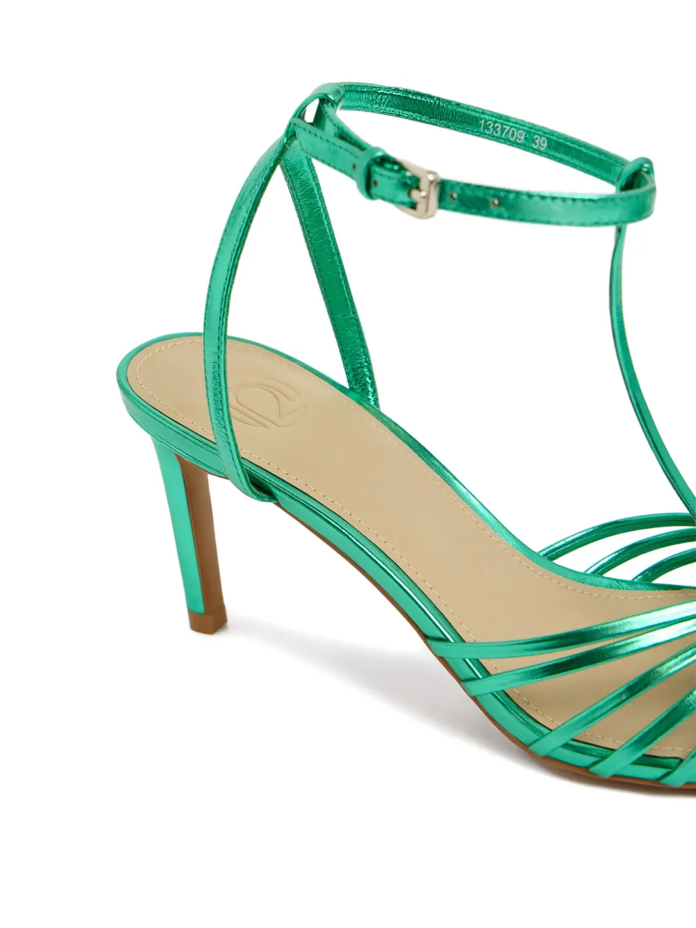 12 Storeez 70mm Metallic-leather Sandals In Green