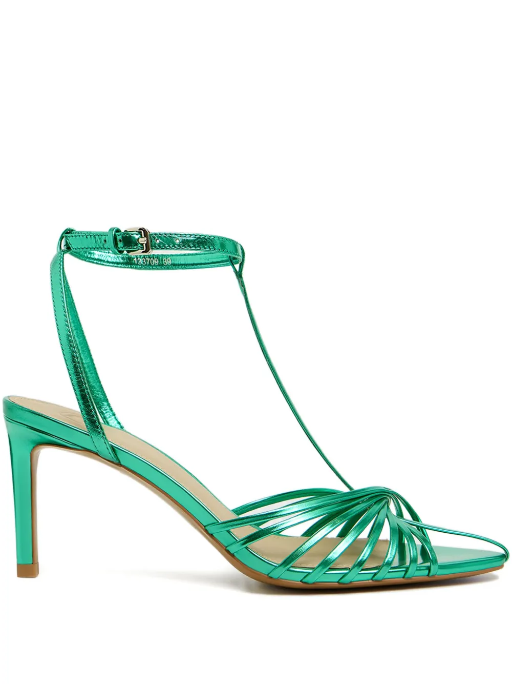 12 STOREEZ 70 mm metallic leren sandalen Groen