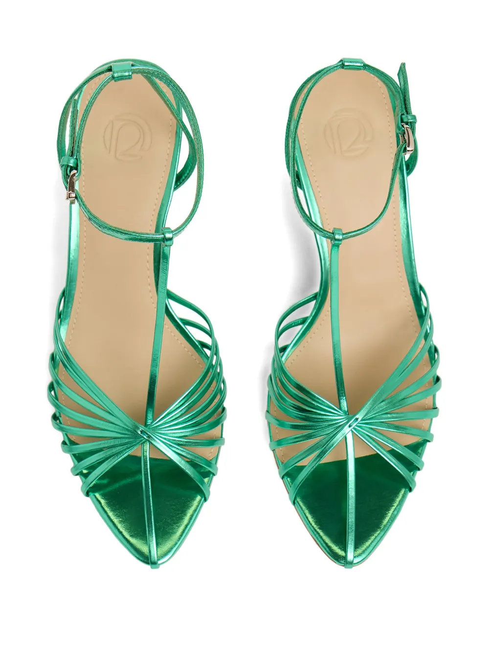 12 Storeez 70mm Metallic-leather Sandals In Green