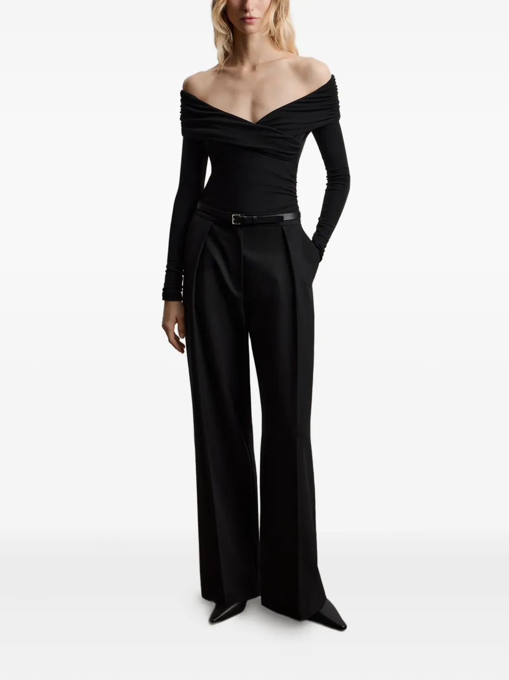 12 STOREEZ Off-shoulder top met lange mouwen - Zwart