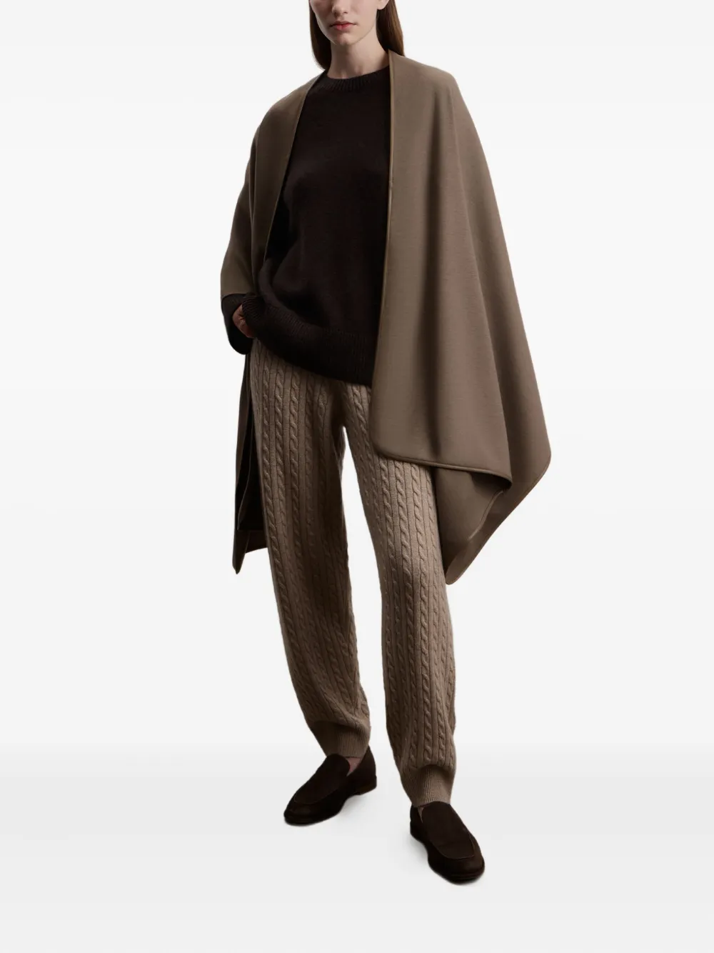 12 Storeez Leather-trim Scarf In Brown