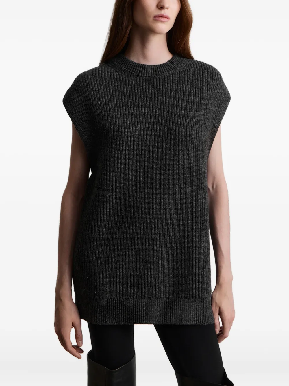 12 STOREEZ Geribbelde wollen spencer Grijs