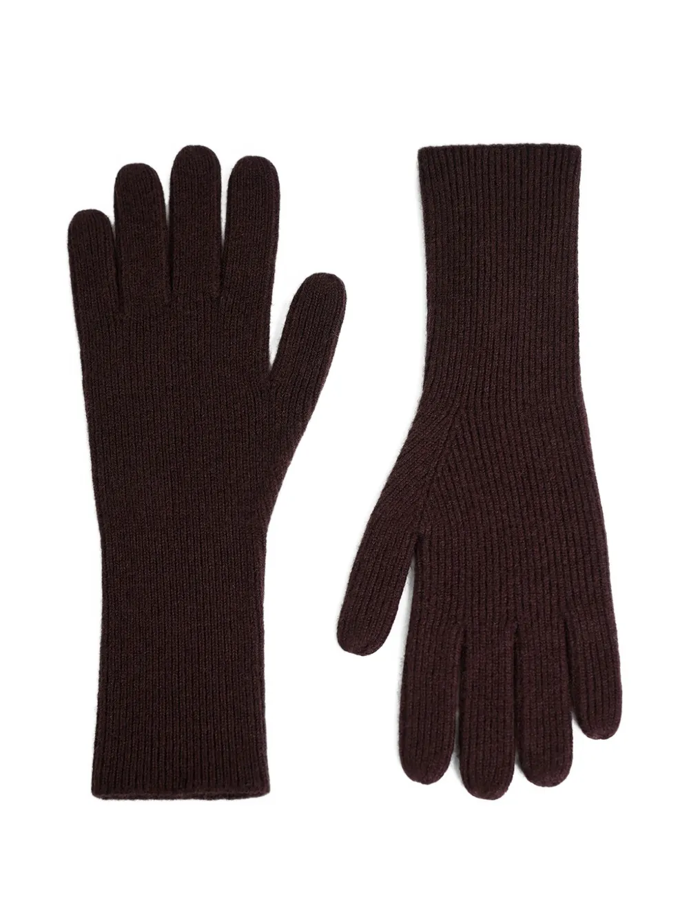 12 Storeez Ribbed Merino-wool Gloves In Brown