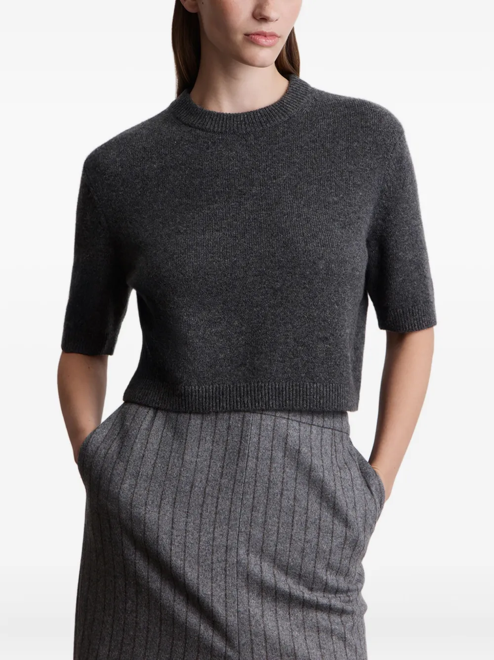 12 Storeez Aurora Short-sleeve Top In Gray