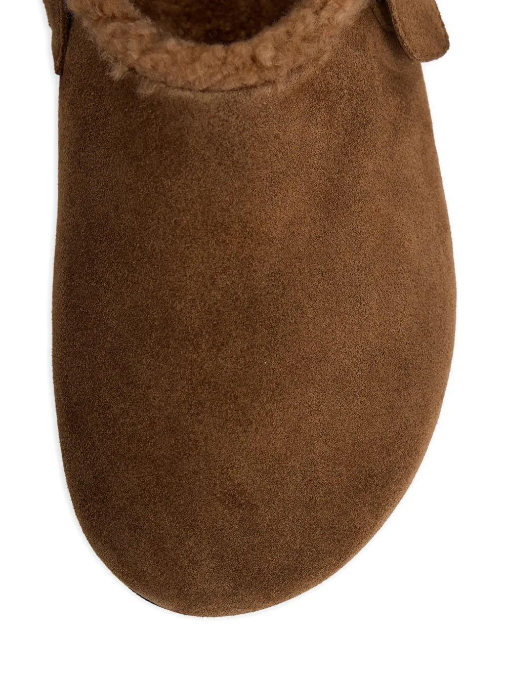12 Storeez Buckle Shearling Mules In Brown