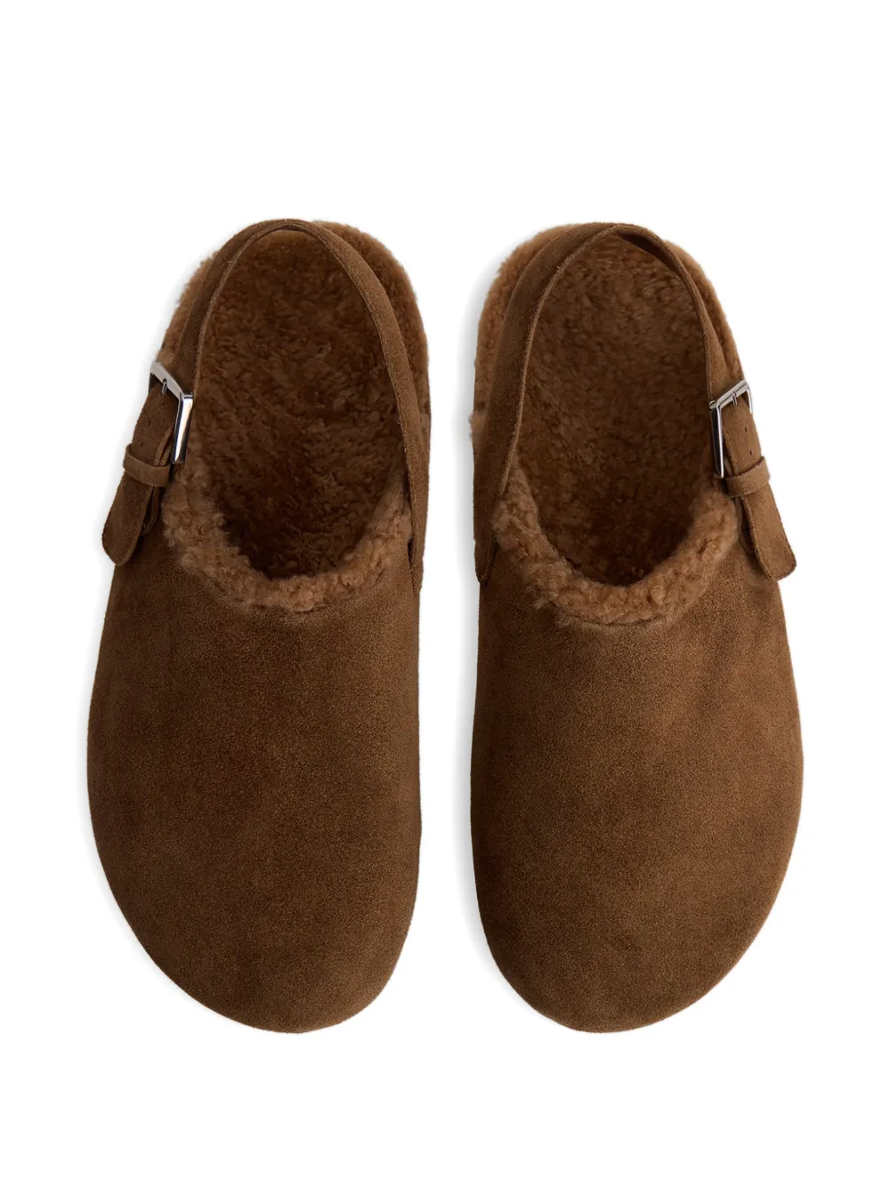 12 Storeez Buckle Shearling Mules In Brown