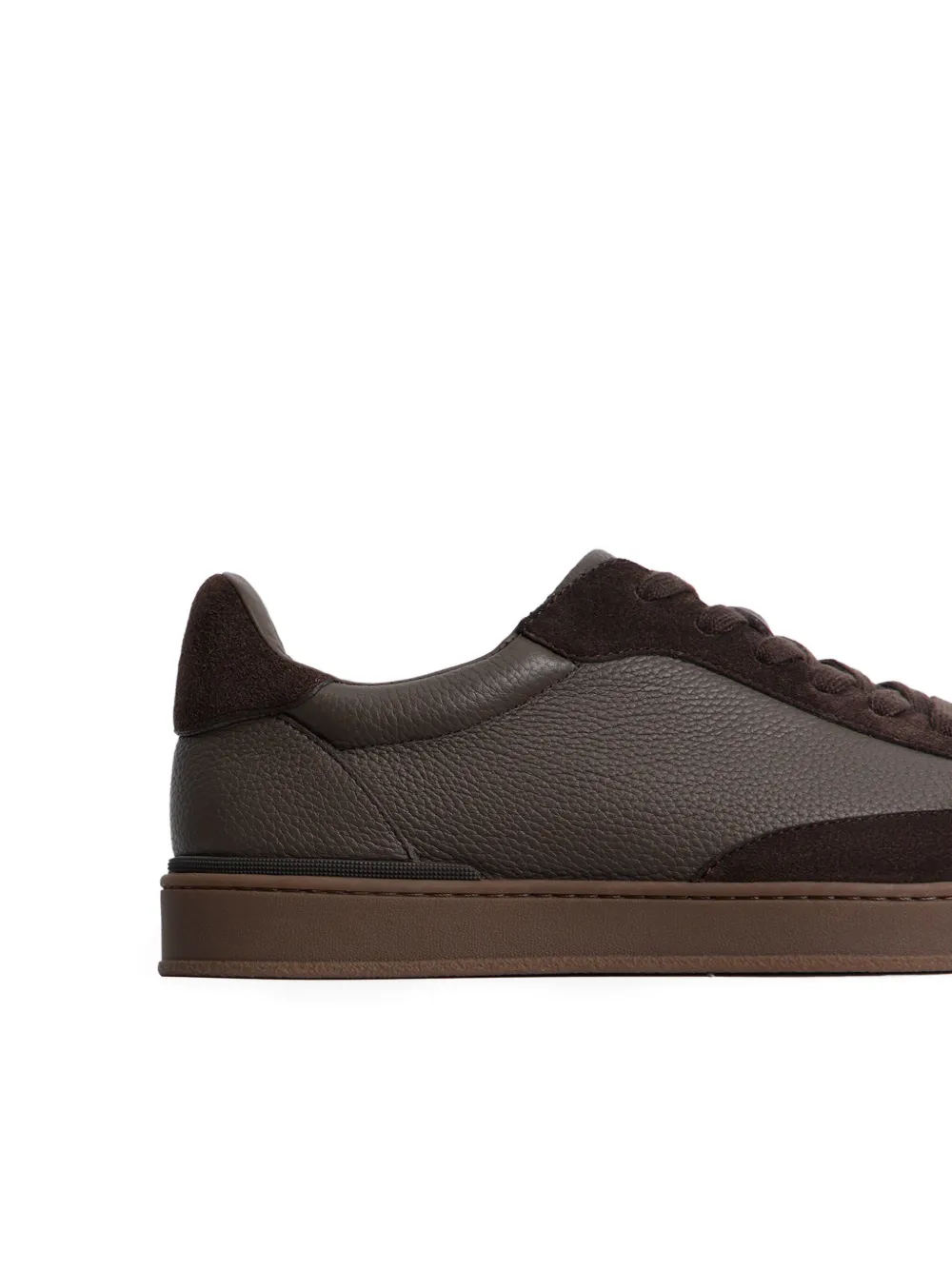 12 STOREEZ Leren sneakers met vlakken Bruin