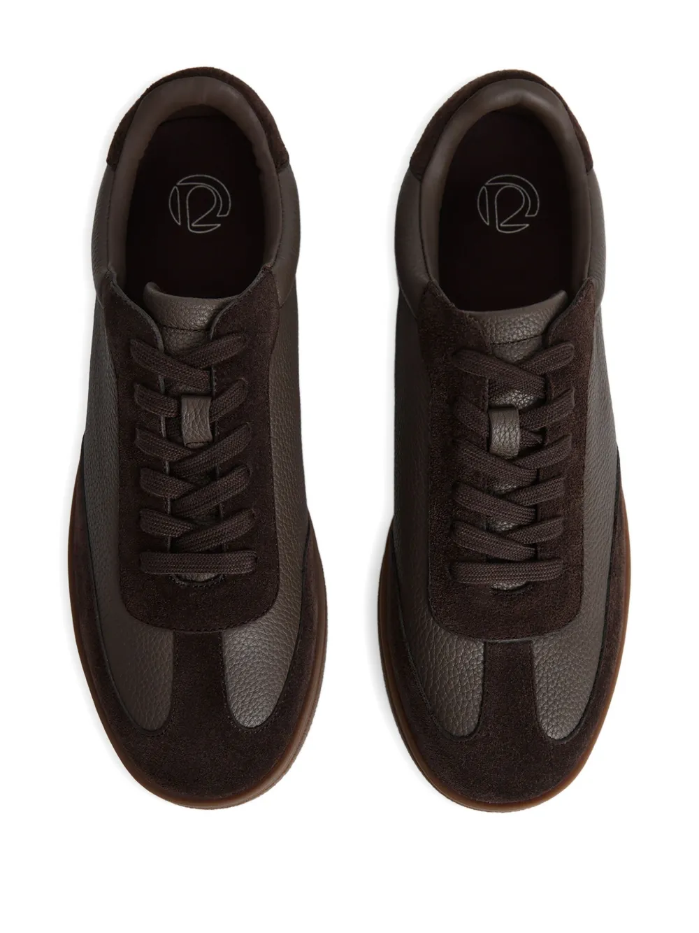 12 STOREEZ Leren sneakers met vlakken Bruin