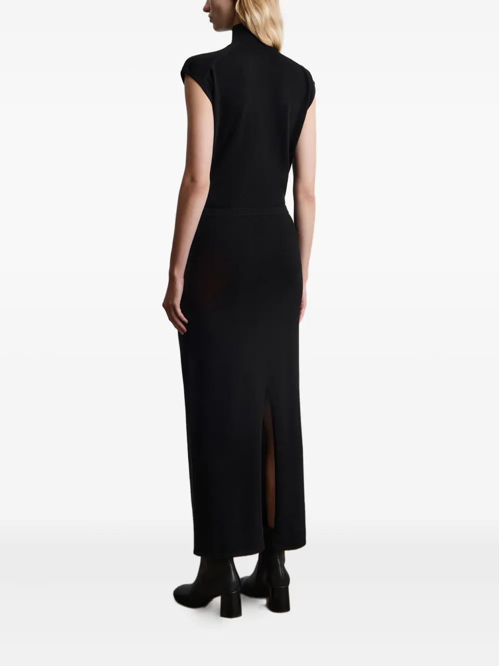 12 Storeez Knitted Long Skirt In Black