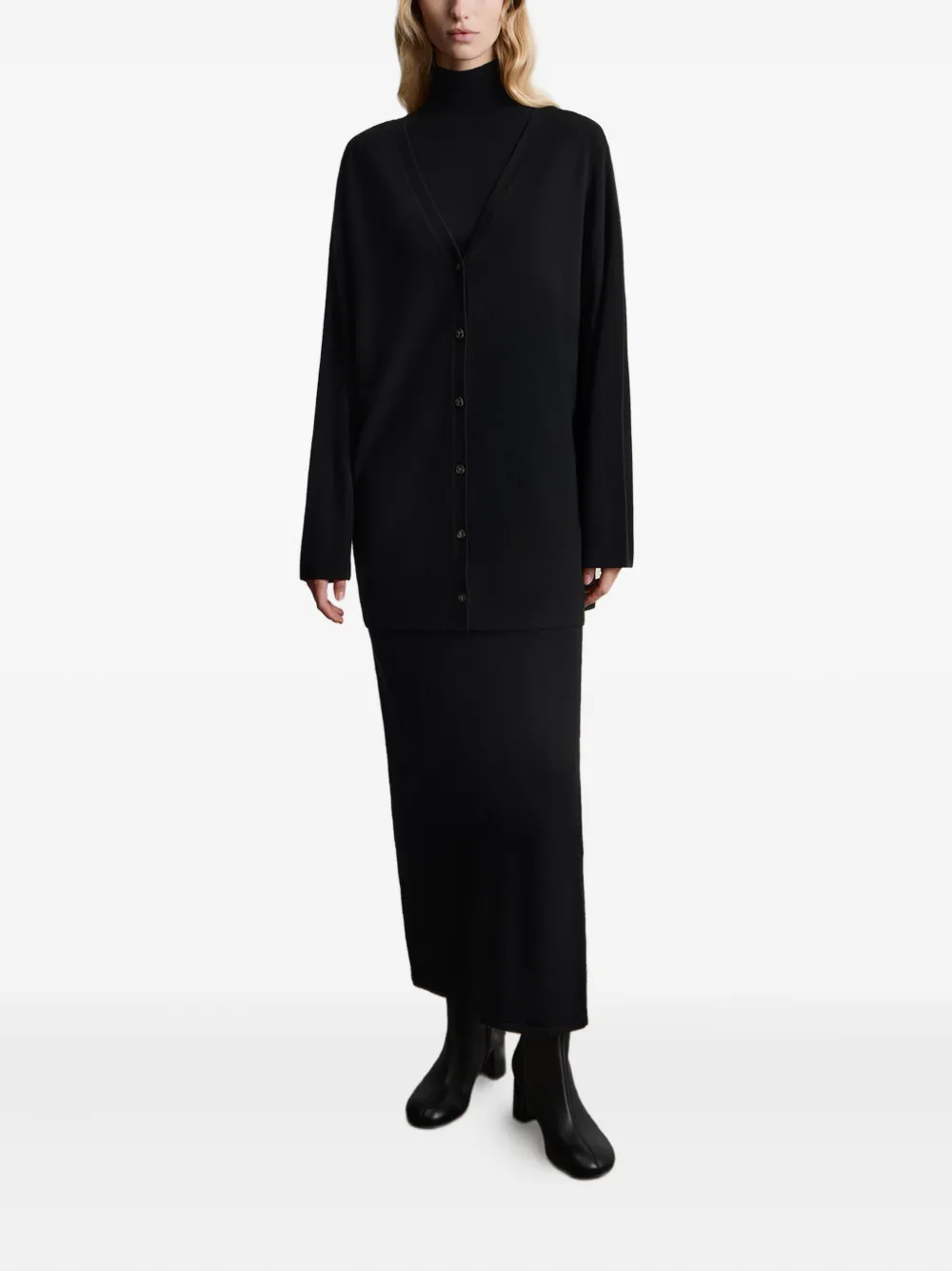 12 Storeez Knitted Long Skirt In Black