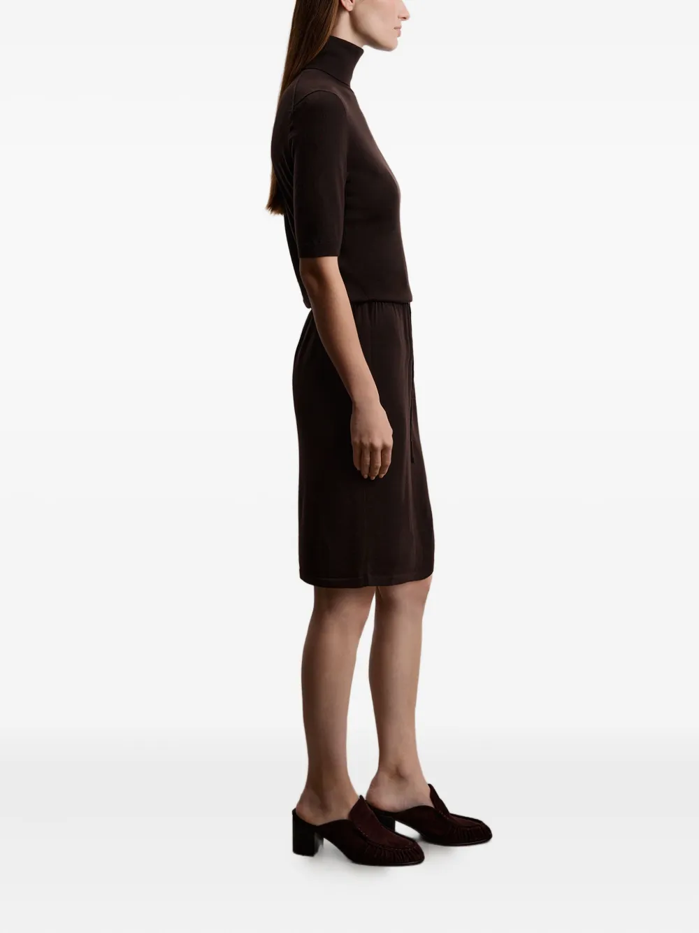 12 Storeez Short-sleeve Turtleneck Top In Brown
