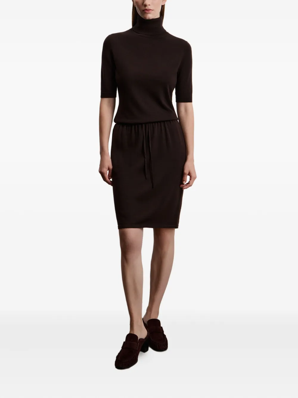 12 Storeez Short-sleeve Turtleneck Top In Brown